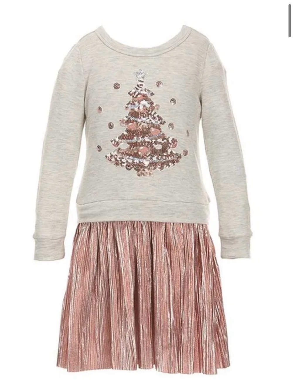 Zunie NWT Girls' French Terry Christmas Tree Motif Bodice Metallic Dress Size 6X